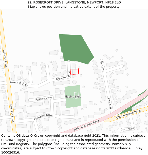 22, ROSECROFT DRIVE, LANGSTONE, NEWPORT, NP18 2LQ: Location map and indicative extent of plot
