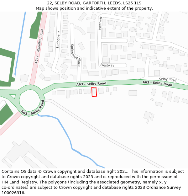 22, SELBY ROAD, GARFORTH, LEEDS, LS25 1LS: Location map and indicative extent of plot