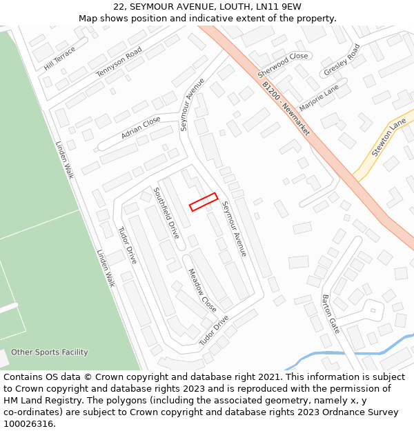 22, SEYMOUR AVENUE, LOUTH, LN11 9EW: Location map and indicative extent of plot