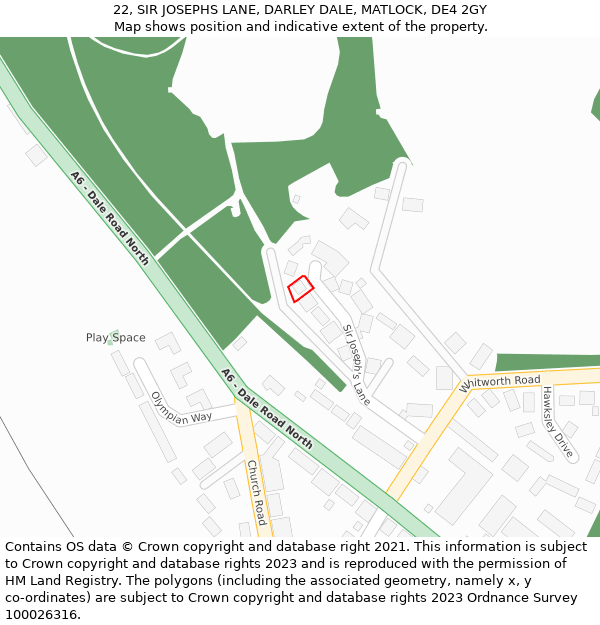 22, SIR JOSEPHS LANE, DARLEY DALE, MATLOCK, DE4 2GY: Location map and indicative extent of plot