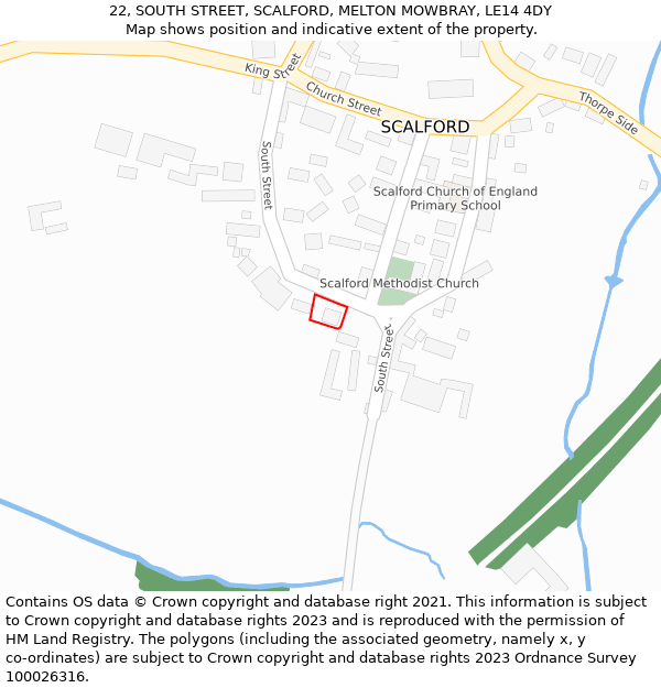 22, SOUTH STREET, SCALFORD, MELTON MOWBRAY, LE14 4DY: Location map and indicative extent of plot