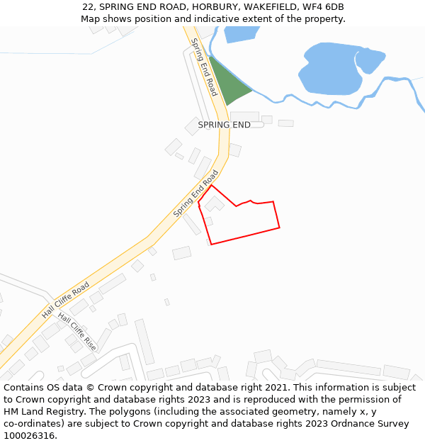 22, SPRING END ROAD, HORBURY, WAKEFIELD, WF4 6DB: Location map and indicative extent of plot