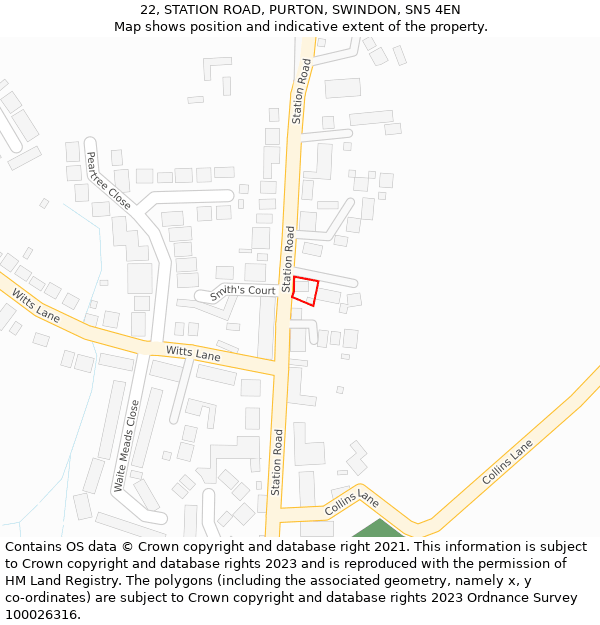 22, STATION ROAD, PURTON, SWINDON, SN5 4EN: Location map and indicative extent of plot