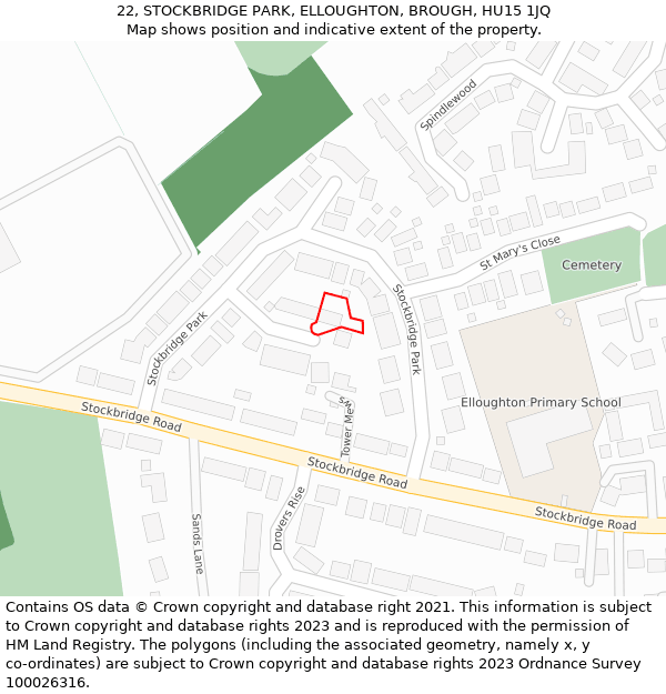 22, STOCKBRIDGE PARK, ELLOUGHTON, BROUGH, HU15 1JQ: Location map and indicative extent of plot