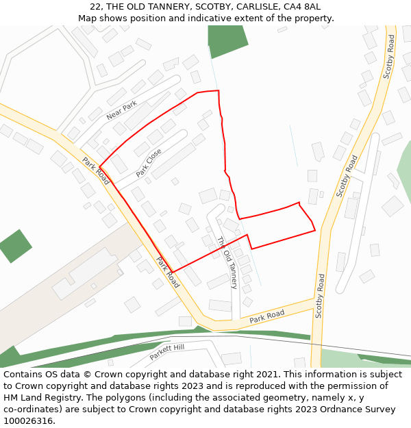 22, THE OLD TANNERY, SCOTBY, CARLISLE, CA4 8AL: Location map and indicative extent of plot