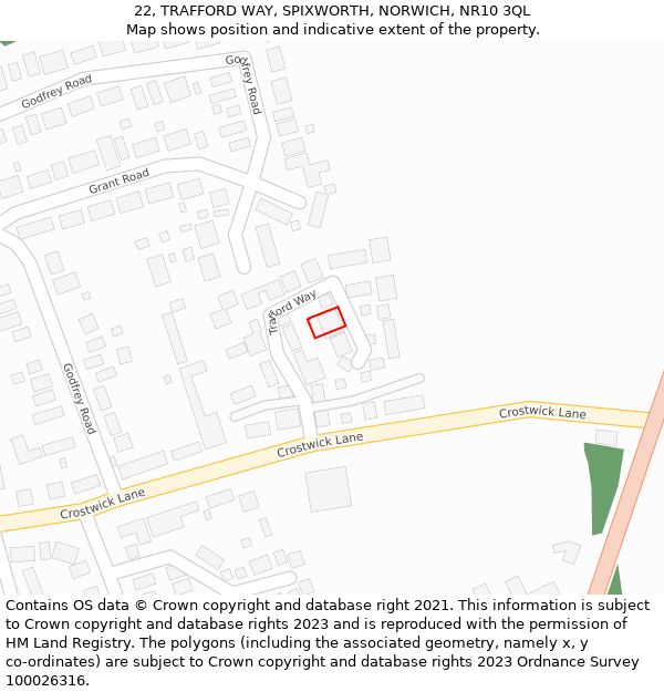 22, TRAFFORD WAY, SPIXWORTH, NORWICH, NR10 3QL: Location map and indicative extent of plot