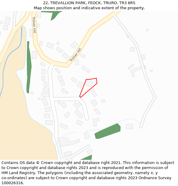 22, TREVALLION PARK, FEOCK, TRURO, TR3 6RS: Location map and indicative extent of plot