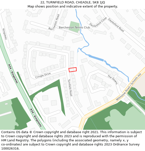 22, TURNFIELD ROAD, CHEADLE, SK8 1JQ: Location map and indicative extent of plot