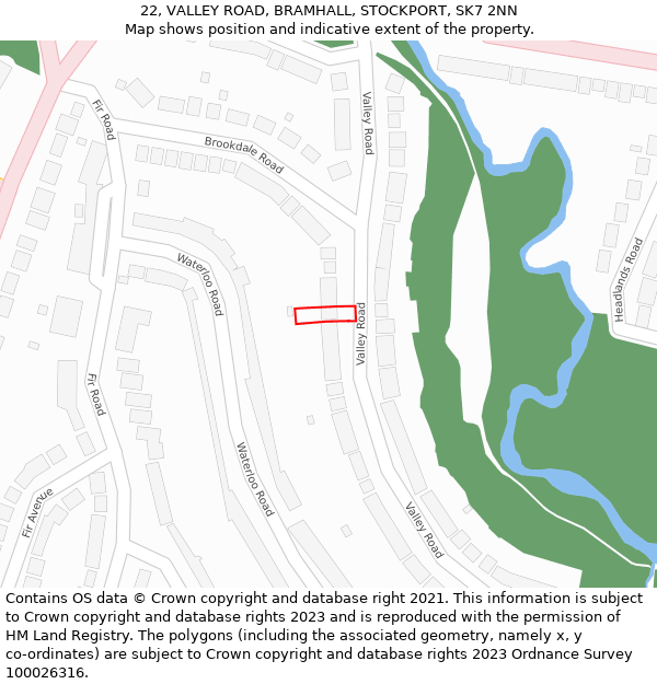 22, VALLEY ROAD, BRAMHALL, STOCKPORT, SK7 2NN: Location map and indicative extent of plot