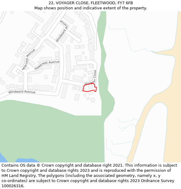 22, VOYAGER CLOSE, FLEETWOOD, FY7 6FB: Location map and indicative extent of plot