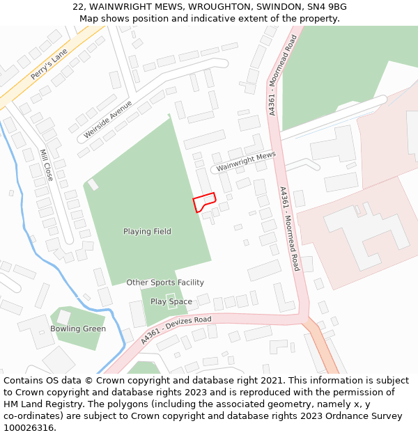 22, WAINWRIGHT MEWS, WROUGHTON, SWINDON, SN4 9BG: Location map and indicative extent of plot