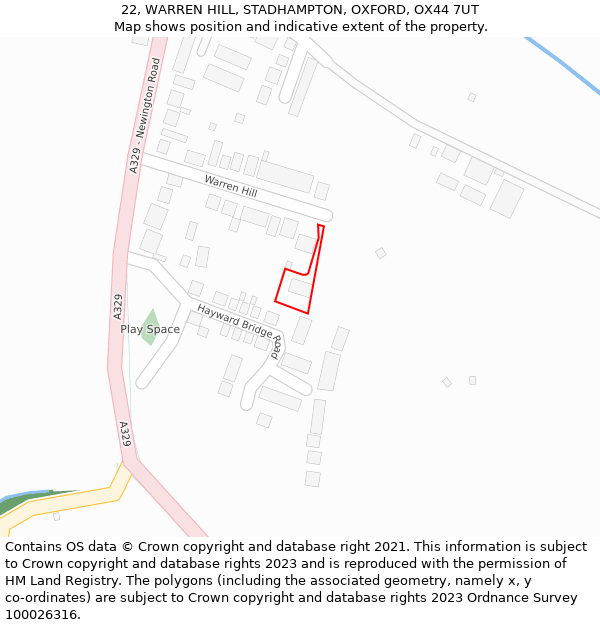 22, WARREN HILL, STADHAMPTON, OXFORD, OX44 7UT: Location map and indicative extent of plot