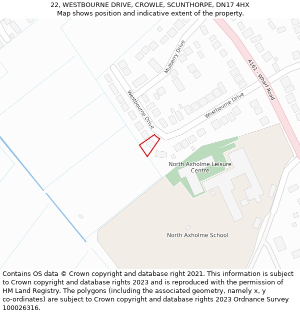 22, WESTBOURNE DRIVE, CROWLE, SCUNTHORPE, DN17 4HX: Location map and indicative extent of plot