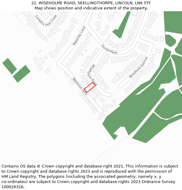 22, WISEHOLME ROAD, SKELLINGTHORPE, LINCOLN, LN6 5TF: Location map and indicative extent of plot