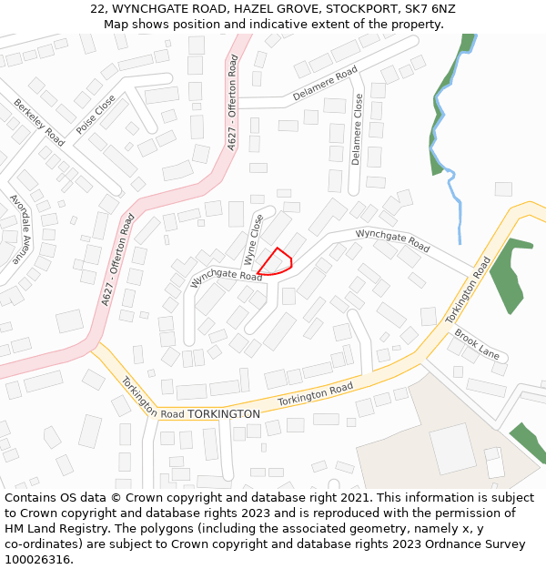 22, WYNCHGATE ROAD, HAZEL GROVE, STOCKPORT, SK7 6NZ: Location map and indicative extent of plot