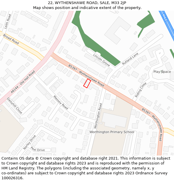 22, WYTHENSHAWE ROAD, SALE, M33 2JP: Location map and indicative extent of plot