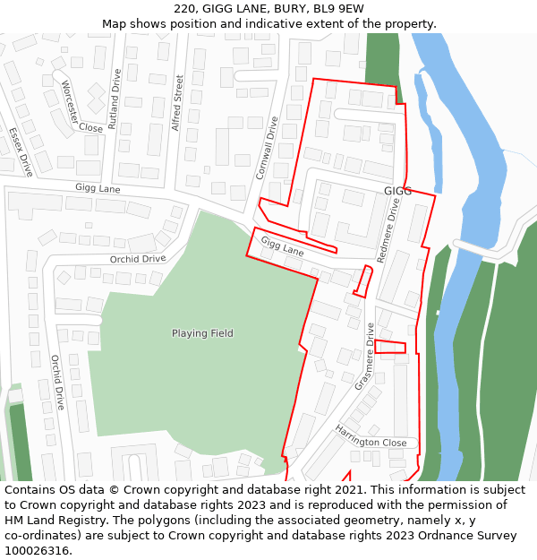 220, GIGG LANE, BURY, BL9 9EW: Location map and indicative extent of plot