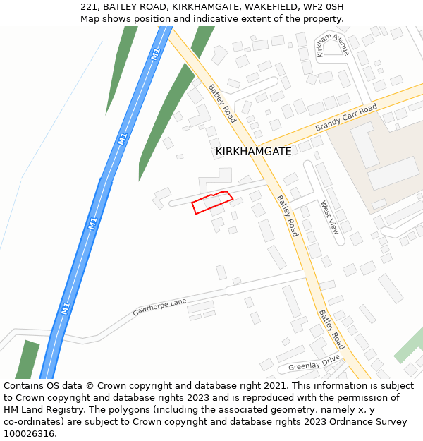 221, BATLEY ROAD, KIRKHAMGATE, WAKEFIELD, WF2 0SH: Location map and indicative extent of plot