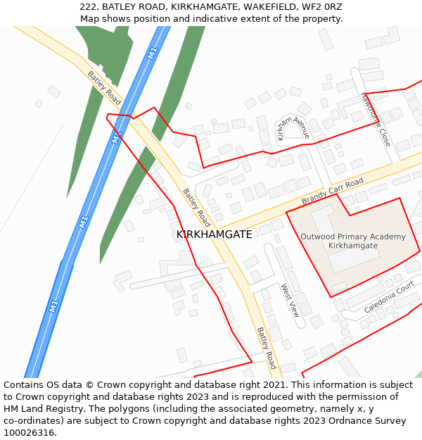 222, BATLEY ROAD, KIRKHAMGATE, WAKEFIELD, WF2 0RZ: Location map and indicative extent of plot