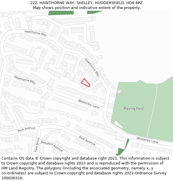 222, HAWTHORNE WAY, SHELLEY, HUDDERSFIELD, HD8 8PZ: Location map and indicative extent of plot