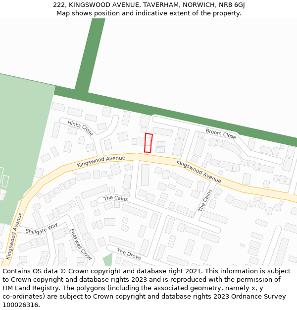 222, KINGSWOOD AVENUE, TAVERHAM, NORWICH, NR8 6GJ: Location map and indicative extent of plot