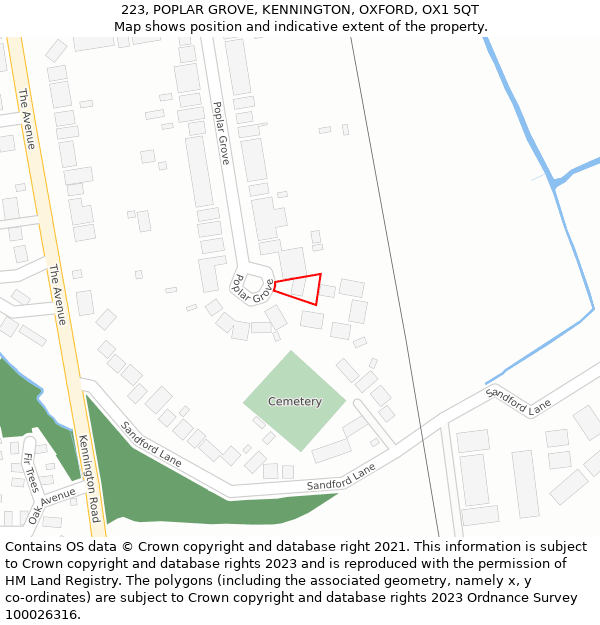 223, POPLAR GROVE, KENNINGTON, OXFORD, OX1 5QT: Location map and indicative extent of plot