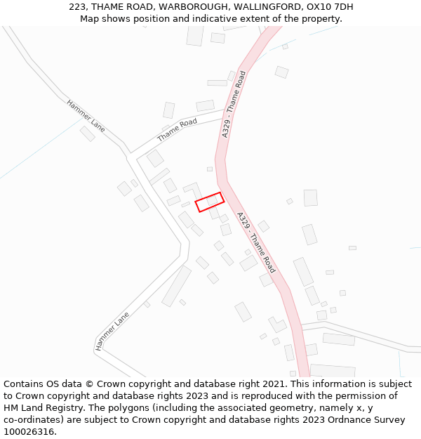 223, THAME ROAD, WARBOROUGH, WALLINGFORD, OX10 7DH: Location map and indicative extent of plot