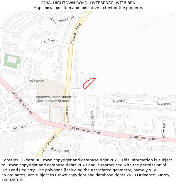 223A, HIGHTOWN ROAD, LIVERSEDGE, WF15 8BN: Location map and indicative extent of plot