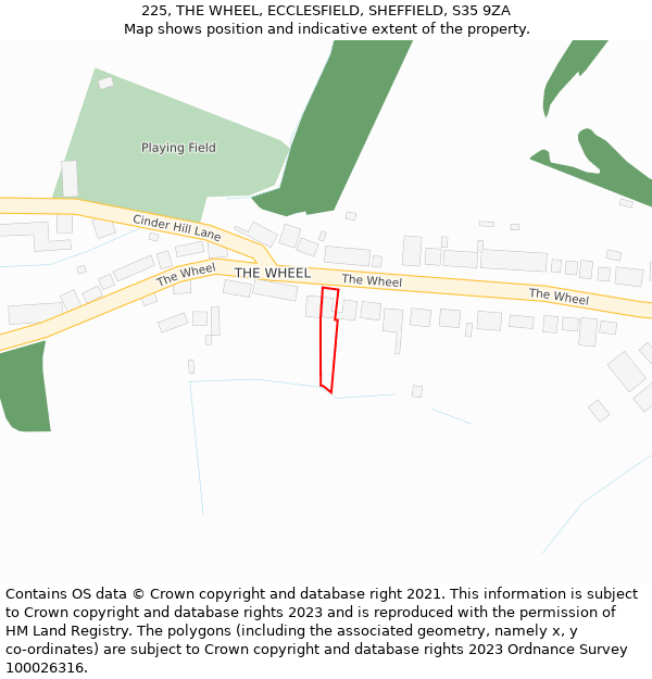 225, THE WHEEL, ECCLESFIELD, SHEFFIELD, S35 9ZA: Location map and indicative extent of plot