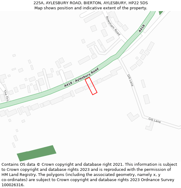 225A, AYLESBURY ROAD, BIERTON, AYLESBURY, HP22 5DS: Location map and indicative extent of plot