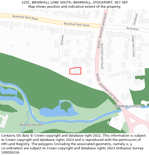 225C, BRAMHALL LANE SOUTH, BRAMHALL, STOCKPORT, SK7 3EP: Location map and indicative extent of plot