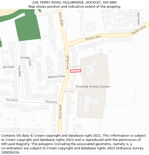 226, FERRY ROAD, HULLBRIDGE, HOCKLEY, SS5 6ND: Location map and indicative extent of plot