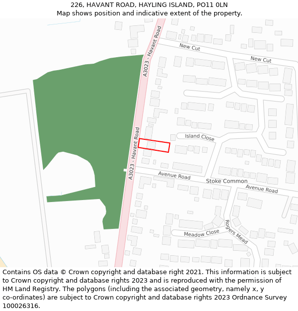 226, HAVANT ROAD, HAYLING ISLAND, PO11 0LN: Location map and indicative extent of plot