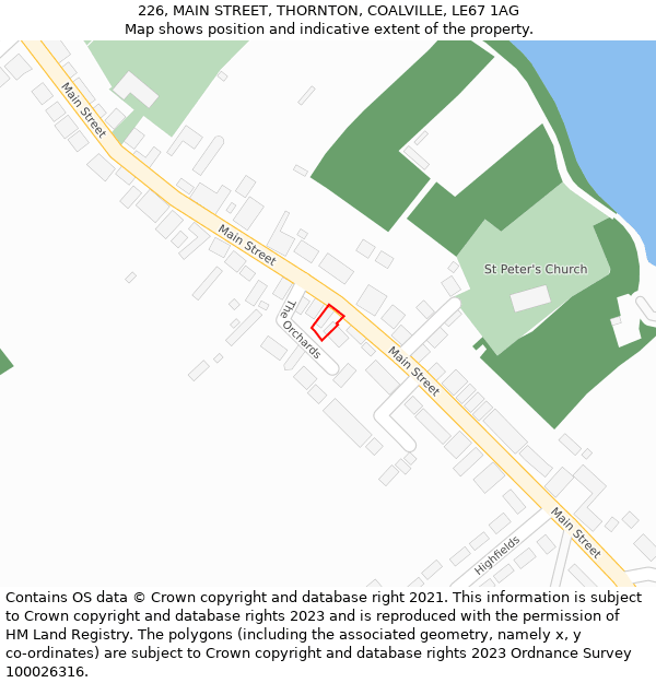 226, MAIN STREET, THORNTON, COALVILLE, LE67 1AG: Location map and indicative extent of plot