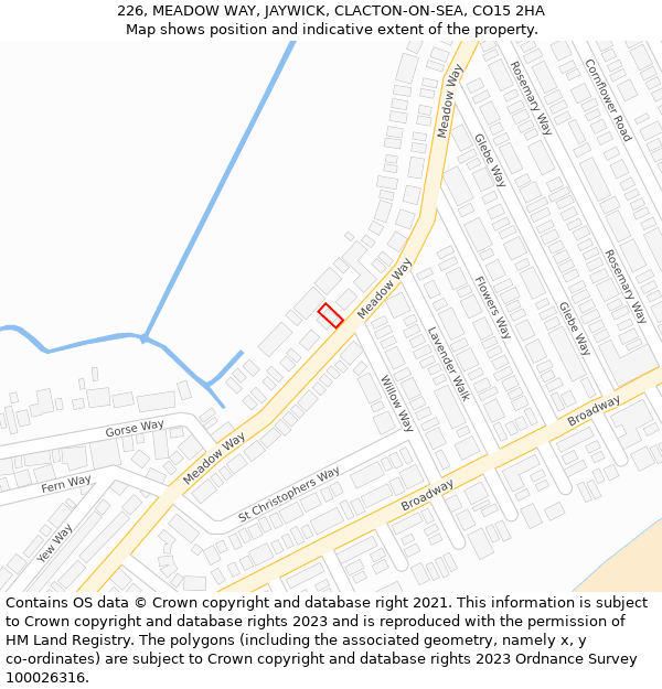 226, MEADOW WAY, JAYWICK, CLACTON-ON-SEA, CO15 2HA: Location map and indicative extent of plot