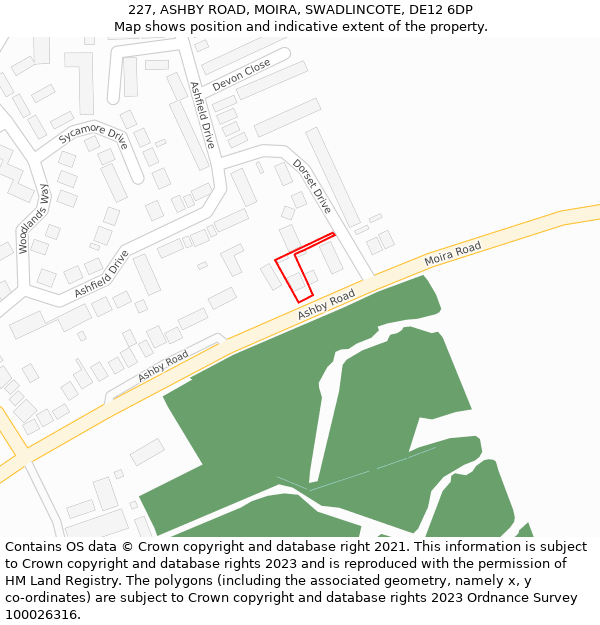 227, ASHBY ROAD, MOIRA, SWADLINCOTE, DE12 6DP: Location map and indicative extent of plot