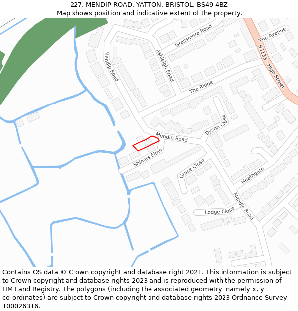 227, MENDIP ROAD, YATTON, BRISTOL, BS49 4BZ: Location map and indicative extent of plot