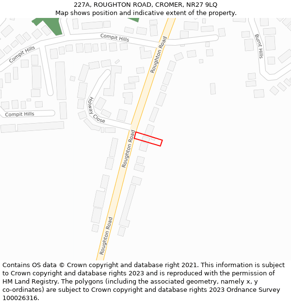 227A, ROUGHTON ROAD, CROMER, NR27 9LQ: Location map and indicative extent of plot