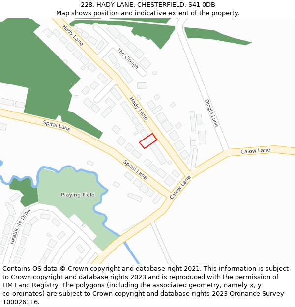 228, HADY LANE, CHESTERFIELD, S41 0DB: Location map and indicative extent of plot