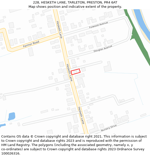 228, HESKETH LANE, TARLETON, PRESTON, PR4 6AT: Location map and indicative extent of plot