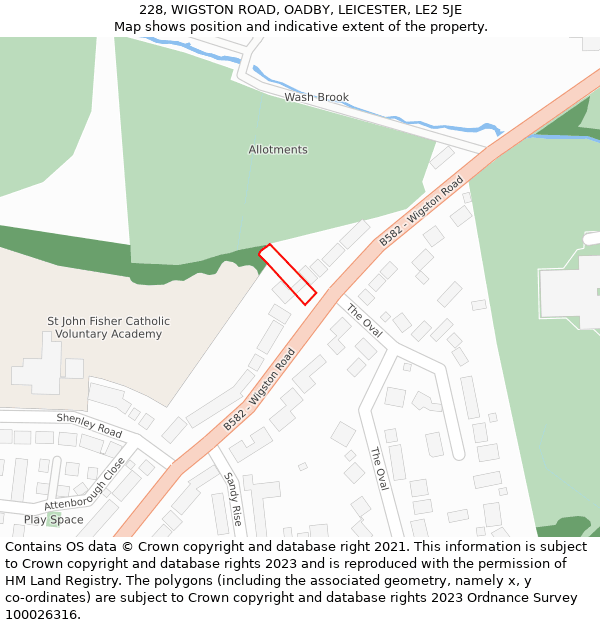 228, WIGSTON ROAD, OADBY, LEICESTER, LE2 5JE: Location map and indicative extent of plot