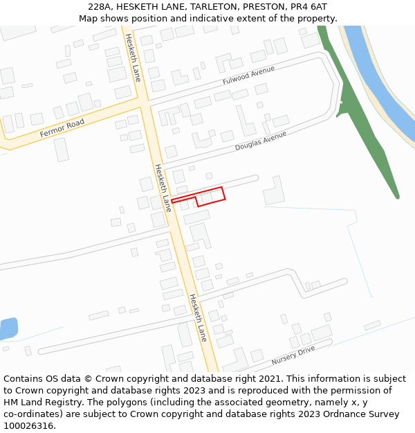 228A, HESKETH LANE, TARLETON, PRESTON, PR4 6AT: Location map and indicative extent of plot