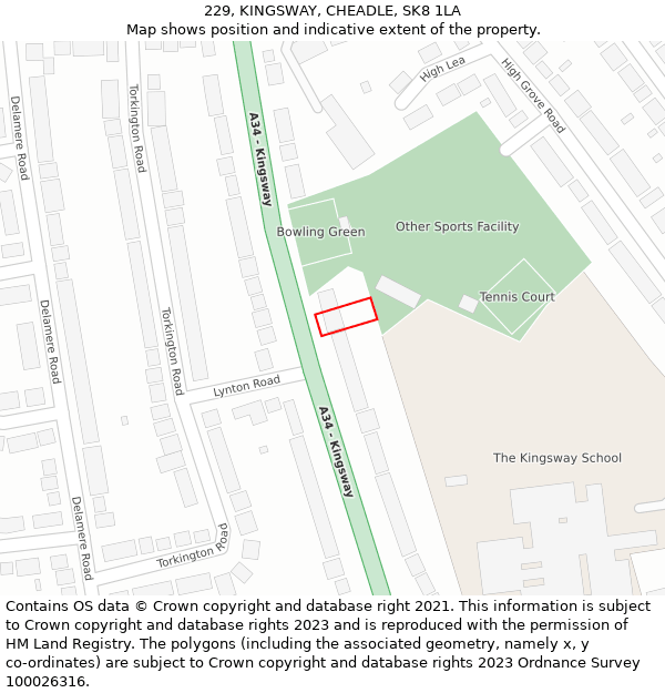 229, KINGSWAY, CHEADLE, SK8 1LA: Location map and indicative extent of plot