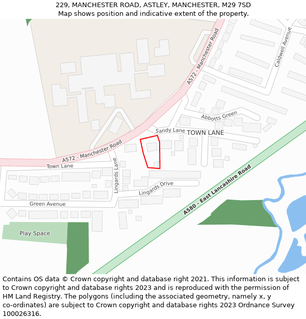229, MANCHESTER ROAD, ASTLEY, MANCHESTER, M29 7SD: Location map and indicative extent of plot
