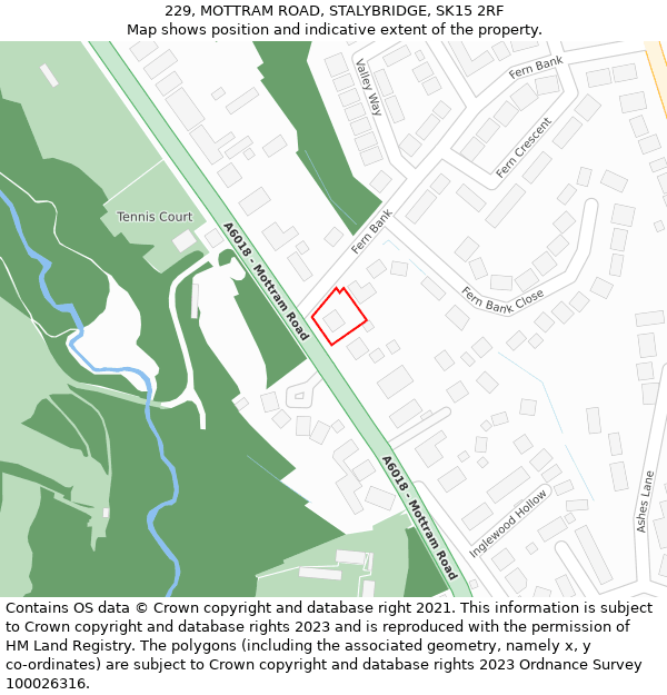 229, MOTTRAM ROAD, STALYBRIDGE, SK15 2RF: Location map and indicative extent of plot