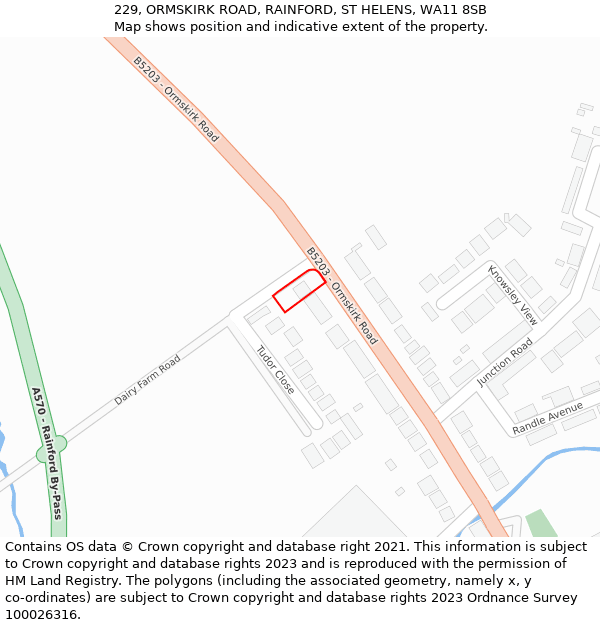 229, ORMSKIRK ROAD, RAINFORD, ST HELENS, WA11 8SB: Location map and indicative extent of plot