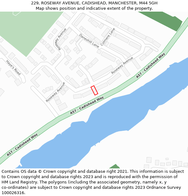 229, ROSEWAY AVENUE, CADISHEAD, MANCHESTER, M44 5GH: Location map and indicative extent of plot