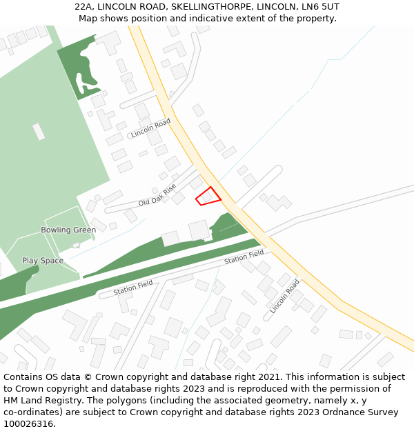 22A, LINCOLN ROAD, SKELLINGTHORPE, LINCOLN, LN6 5UT: Location map and indicative extent of plot