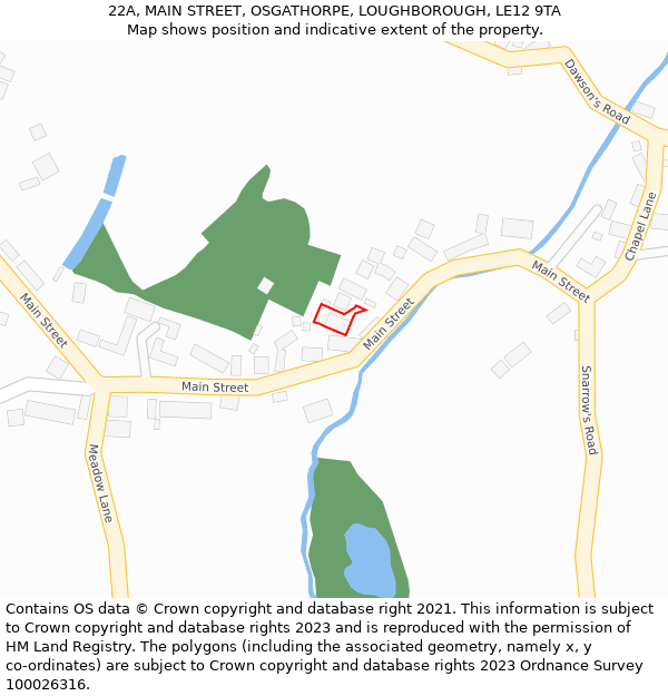 22A, MAIN STREET, OSGATHORPE, LOUGHBOROUGH, LE12 9TA: Location map and indicative extent of plot