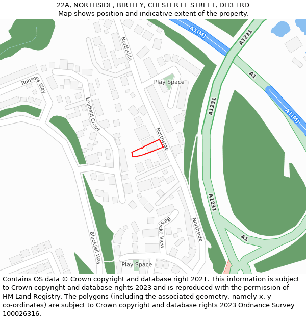 22A, NORTHSIDE, BIRTLEY, CHESTER LE STREET, DH3 1RD: Location map and indicative extent of plot